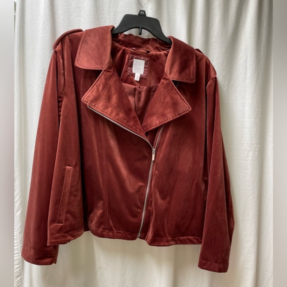 LC Lauren Conrad Women's Suede Jacket in Deep Rust